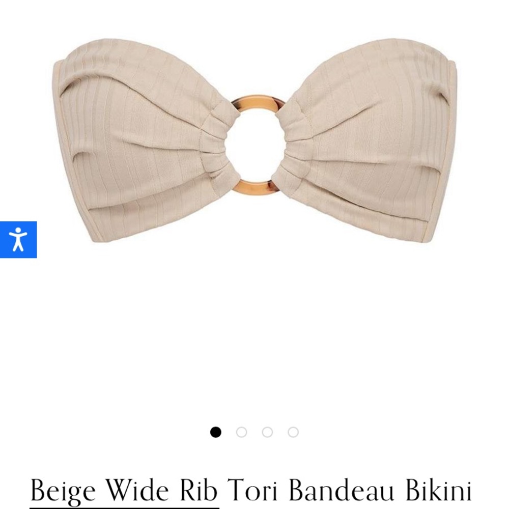 Montce Beige wide rib strapless bikini top- Small